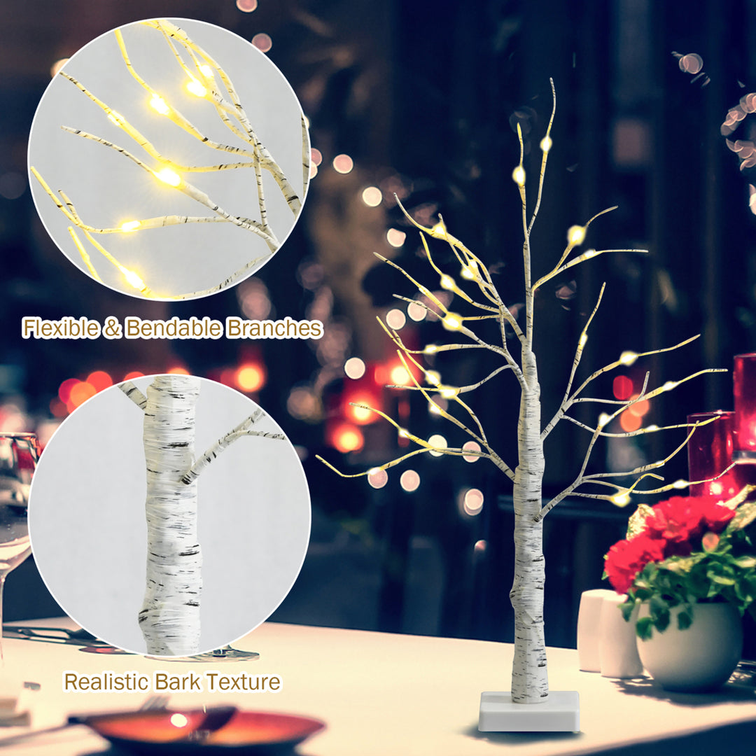 Set of 2 Pre-lit White Twig Birch Tree Battery Powered 2FT for Christmas Image 9