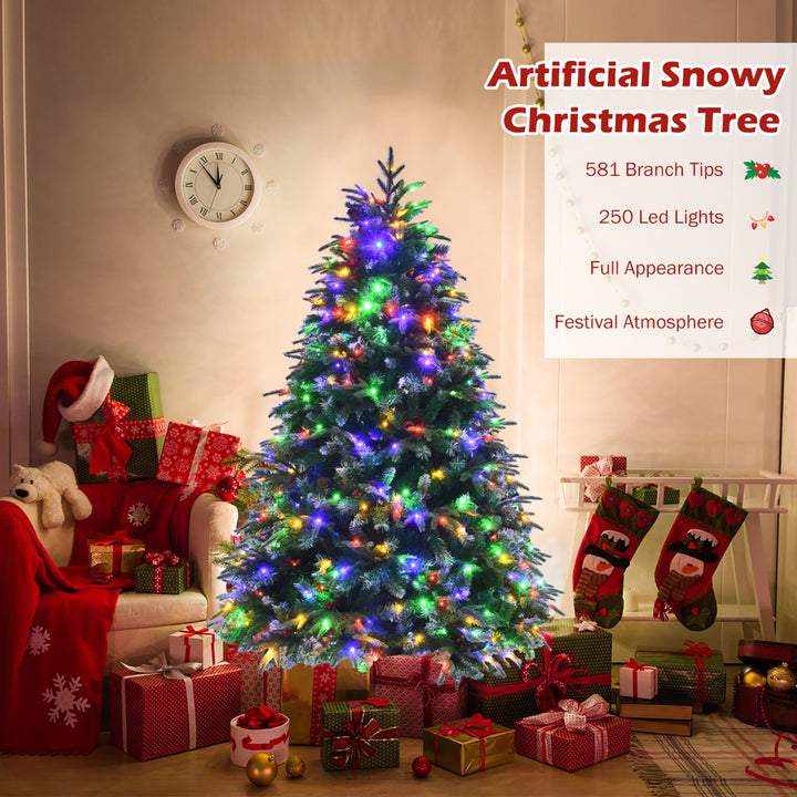 5ft Pre-Lit Snowy Christmas Hinged Tree 11 Flash Modes w/ 250 Multi-Color Lights Image 5