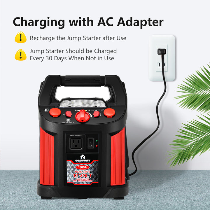 Jump Starter Air Compressor Power Bank Charger w/ LED Light and DC Outlet Image 8