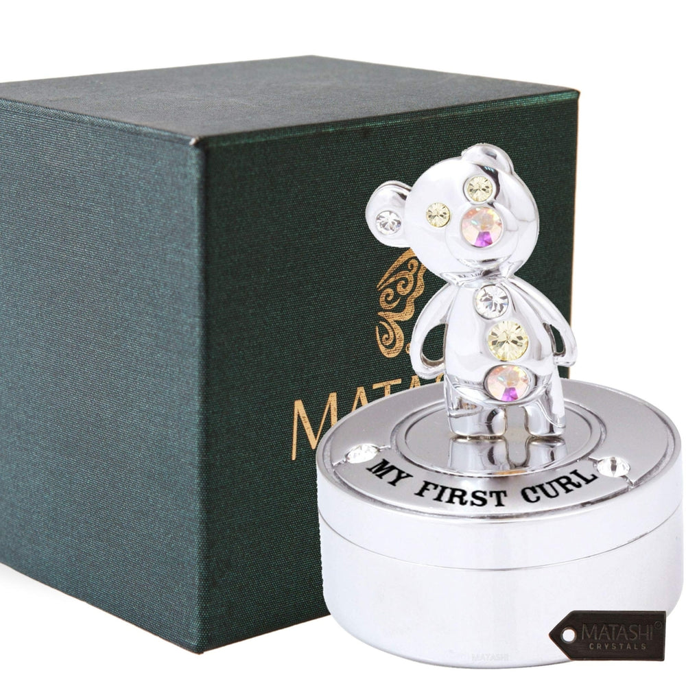 Matashi Chrome Plated Mini Silver Teddy Bear Keepsake Box for , kids Image 2