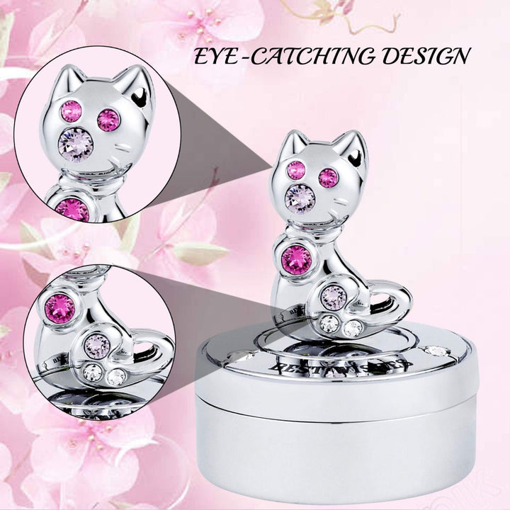 Matashi Chrome Plated Mini Silver Kitty Cat Keepsake Box for kids Image 6