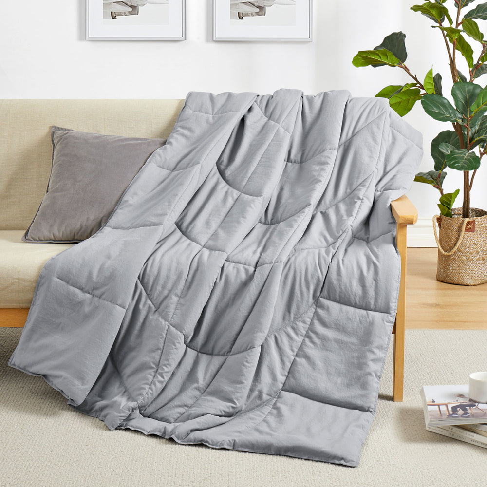 Down Alternative Ergonomic Reversible Throw Blanket, Ultra Soft Peach Skin Fabric, 50W x 70L" Image 2