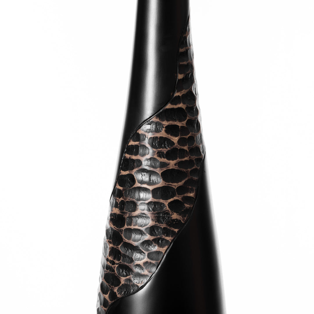 Bottle Shape Decorative Floor Vase, Brown with Cobbled Stone Pattern - Modern , Elegant Tall, Ceramic Accent Piece, Image 5