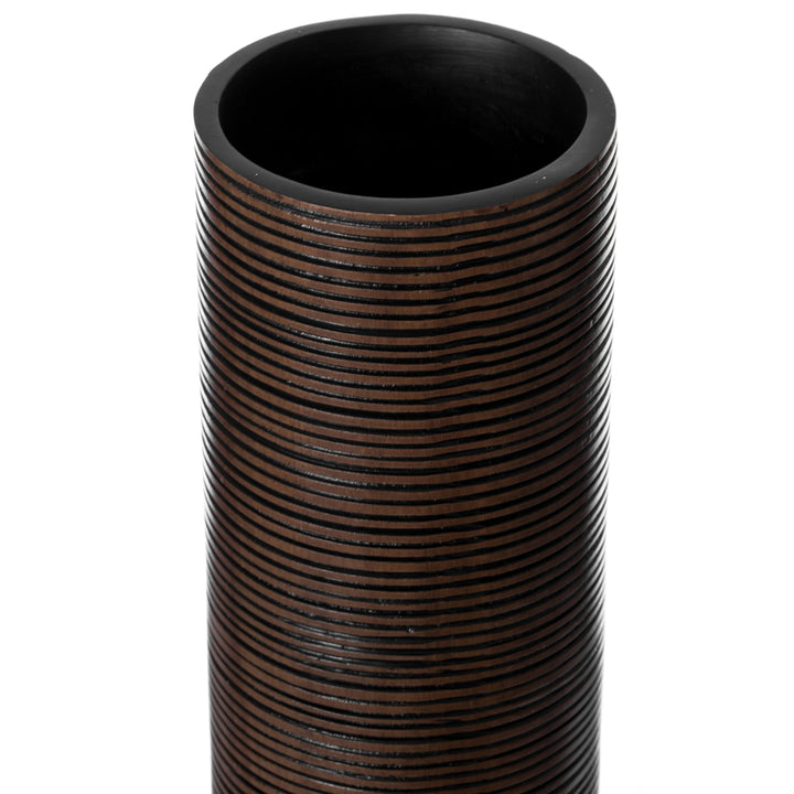 Modern White Brown Ribbed Floor Vase 31.5 Inches Tall Polyresin Decor Accent Image 6