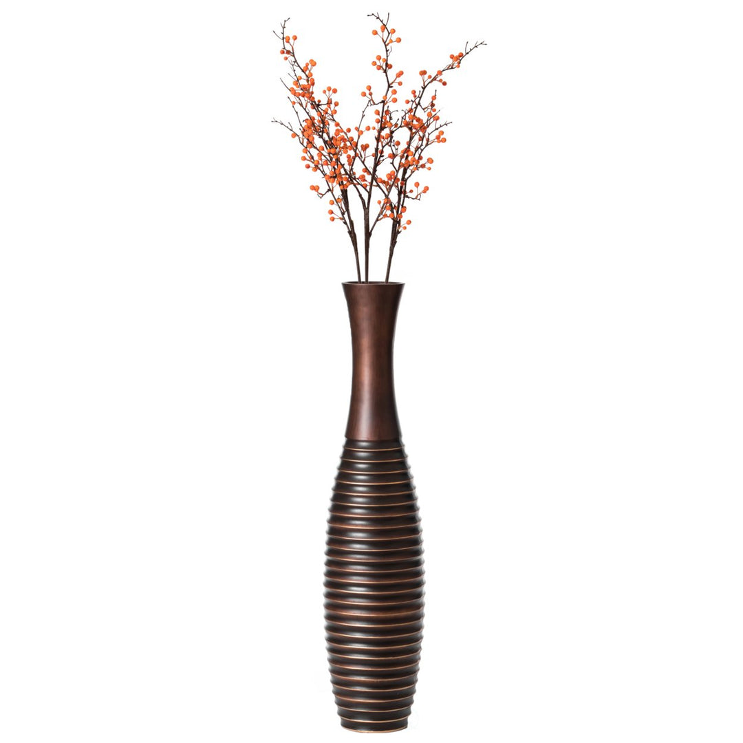 Elegant Decorative Tall Trumpet Shape Floor Vase in Brown - Modern Home D cor Accent, Sleek Tall Floor Vase for Living Image 1