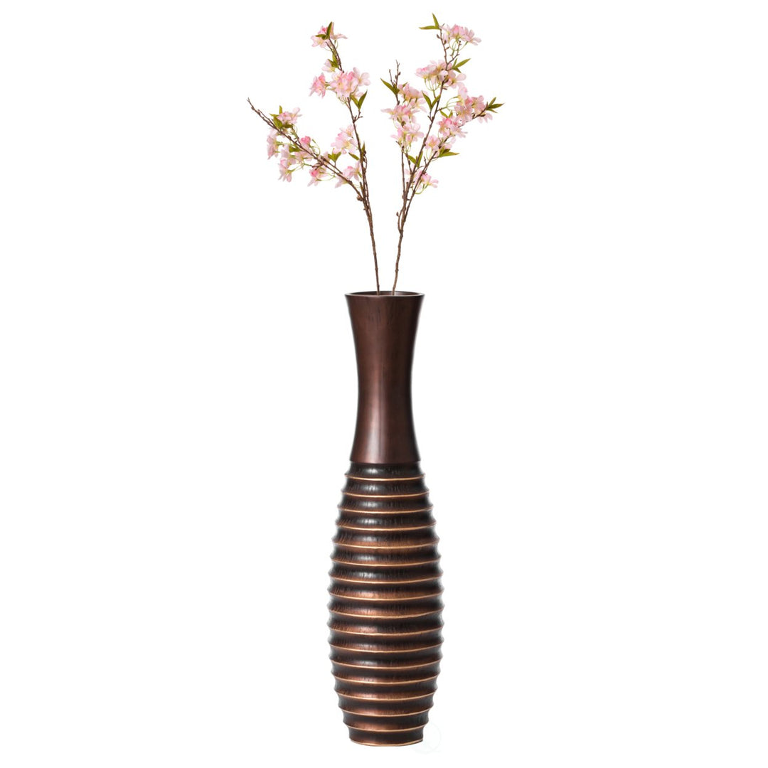 Elegant Decorative Tall Trumpet Shape Floor Vase in Brown - Modern Home D cor Accent, Sleek Tall Floor Vase for Living Image 1