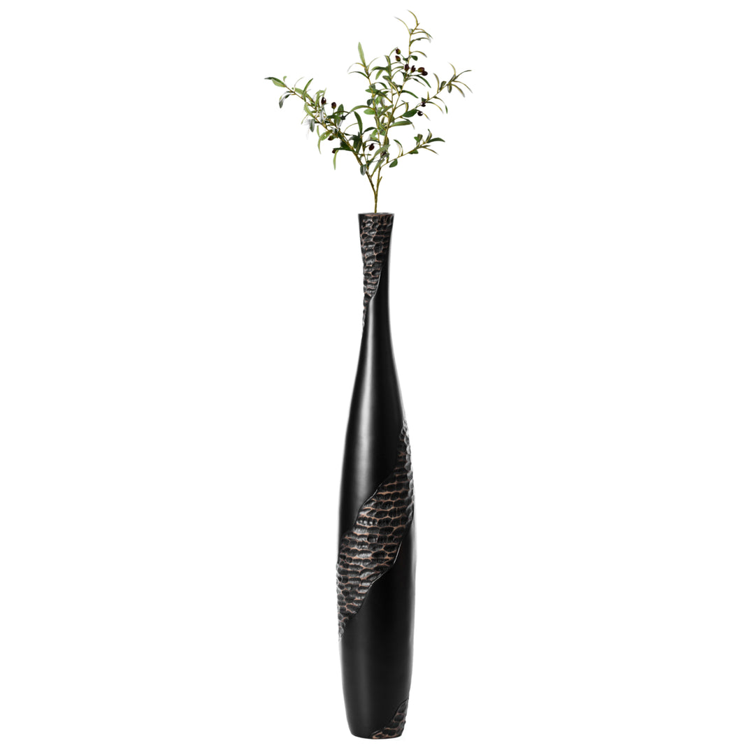 Bottle Shape Decorative Floor Vase, Brown with Cobbled Stone Pattern - Modern , Elegant Tall, Ceramic Accent Piece, Image 7