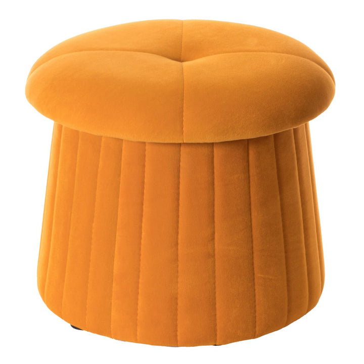 Modern Velvet Mushroom Shape Storage Ottoman 16 Inch Round Plush Seat Trunk Image 1