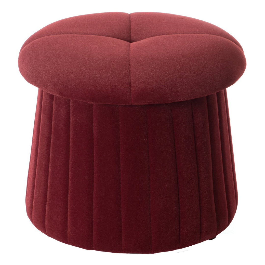 Modern Velvet Mushroom Shape Storage Ottoman 16 Inch Round Plush Seat Trunk Image 1