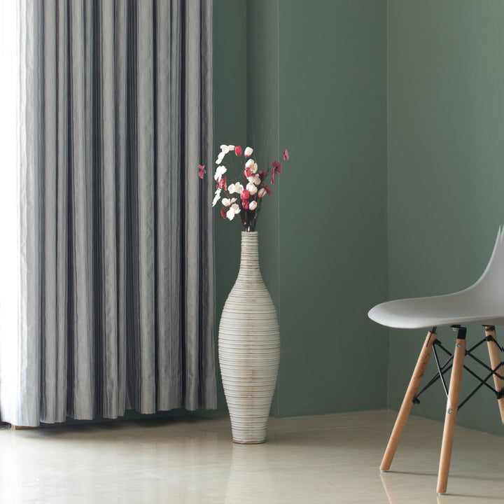 White Floor Vase, Ribbed Design, Modern Elegant Home Decoration, Tall Ceramic Vases, Contemporary Living Room Accent, Image 3