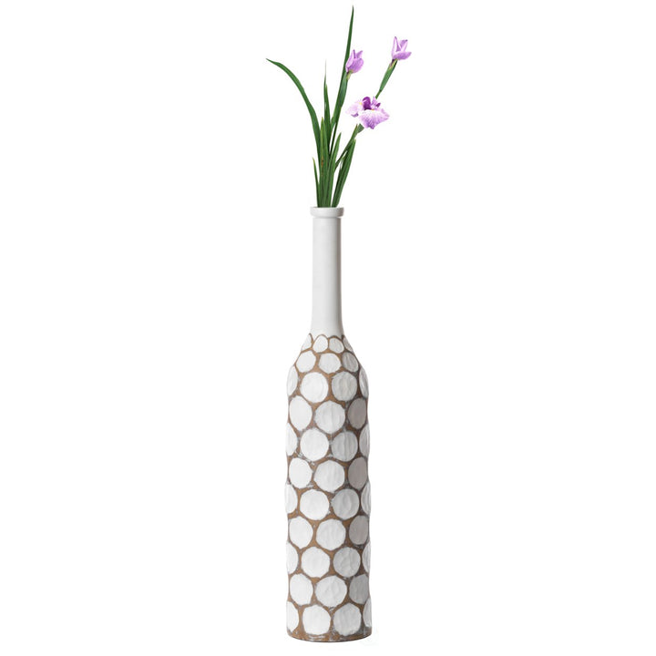 Modern White Floor Vase Large 33.5 Inch Carved Design Decorative Home Accent Image 5