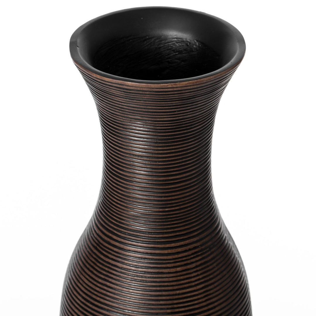 Tall Decorative Modern Ribbed Trumpet Design Brown Floor Vase - Contemporary , Stylish Accent Piece for Living Room, Image 6