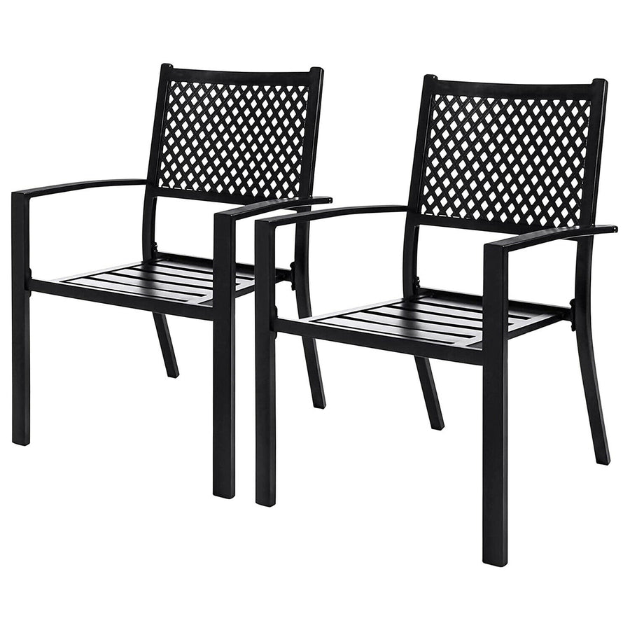 Patio Chair Set of 2, Cast Metal Stackable Dining Chairs Set Outdoor Chairs Image 1