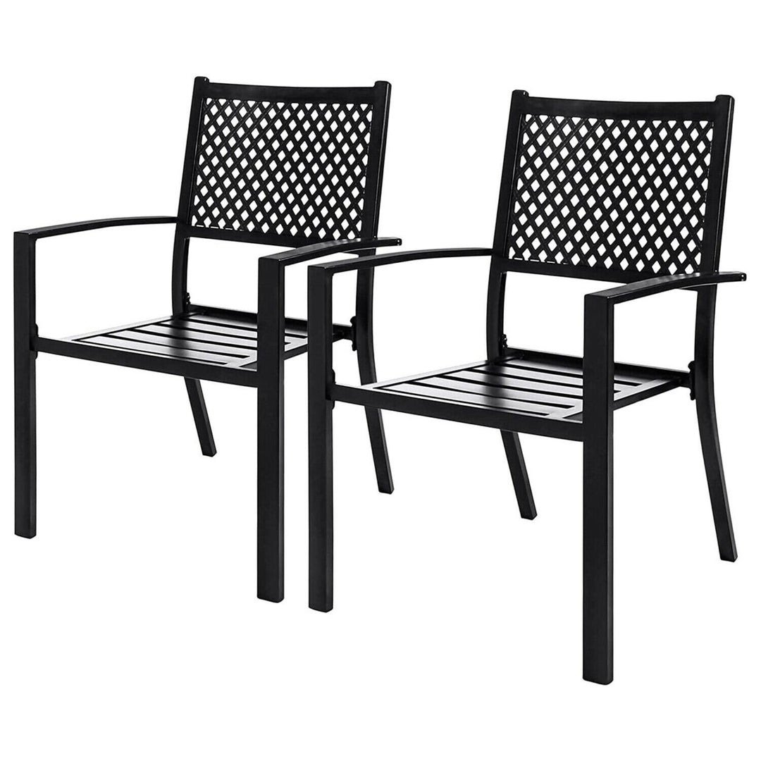 Patio Chair Set of 2, Cast Metal Stackable Dining Chairs Set Outdoor Chairs Image 3