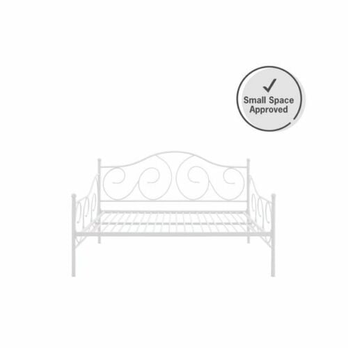 White Metal Daybed Full Size Bed Frame Finial Detailing Guest Bedroom Furniture Image 1