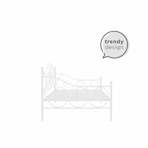 White Metal Daybed Full Size Bed Frame Finial Detailing Guest Bedroom Furniture Image 2