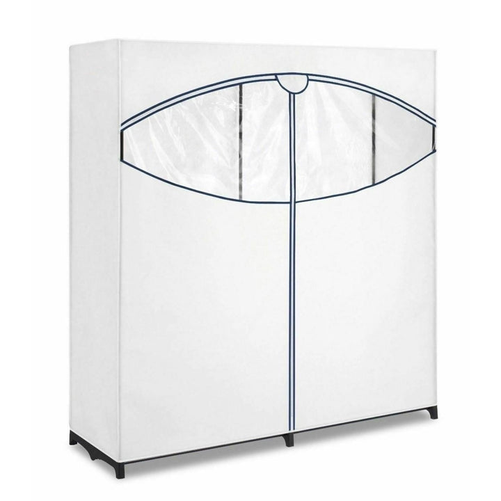 White Fabric Portable Closet Wardrobe Clothes Storage Garment Rack Seasonal 60" Image 2