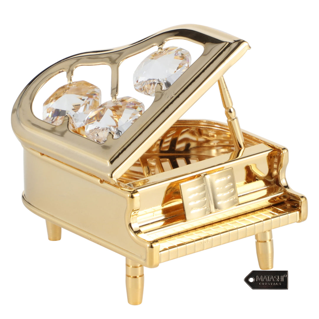 Matashi 24K Gold Plated Crystal Studded Grand Piano Ornament Holiday Decor Gift for Christmas Mothers Day Birthday Image 1