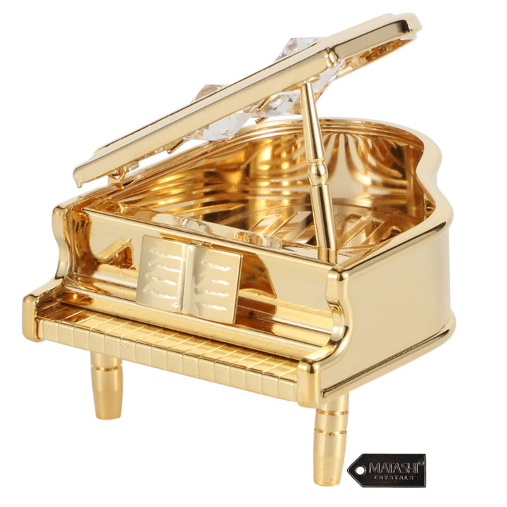 Matashi 24K Gold Plated Crystal Studded Grand Piano Ornament Holiday Decor Gift for Christmas Mothers Day Birthday Image 3