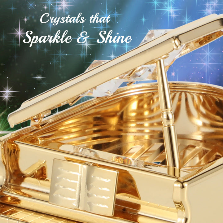 Matashi 24K Gold Plated Crystal Studded Grand Piano Ornament Holiday Decor Gift for Christmas Mothers Day Birthday Image 4