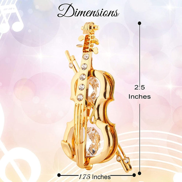 Matashi 24K Gold Plated Crystal Studded Violin and Bow Ornament Holiday Decor Gift for Christmas Mothers Day Birthday Image 6