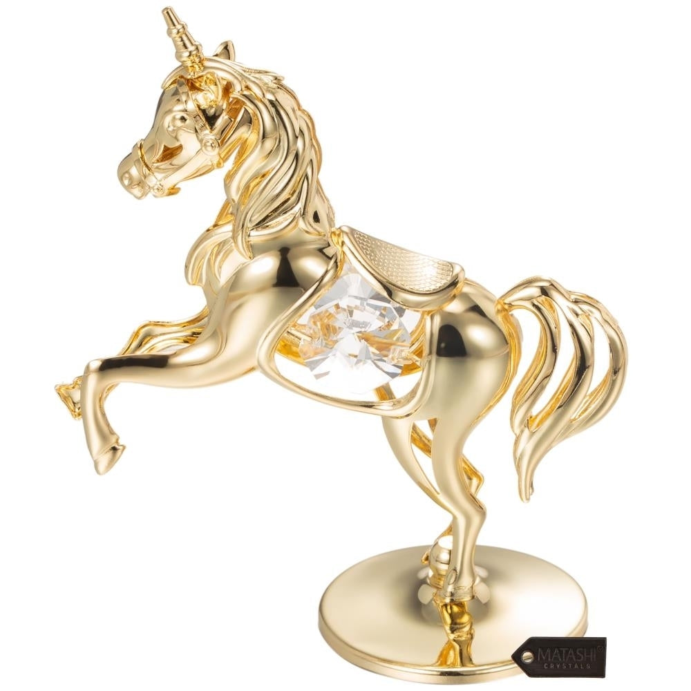 Matashi 24K Gold Plated Crystal Studded Unicorn Ornament Holiday Decor Gift for Christmas Mothers Day Birthday Image 2