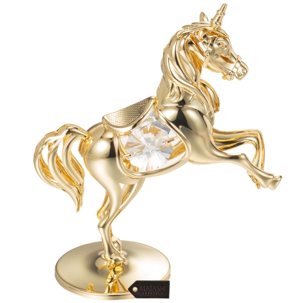 Matashi 24K Gold Plated Crystal Studded Unicorn Ornament Holiday Decor Gift for Christmas Mothers Day Birthday Image 3