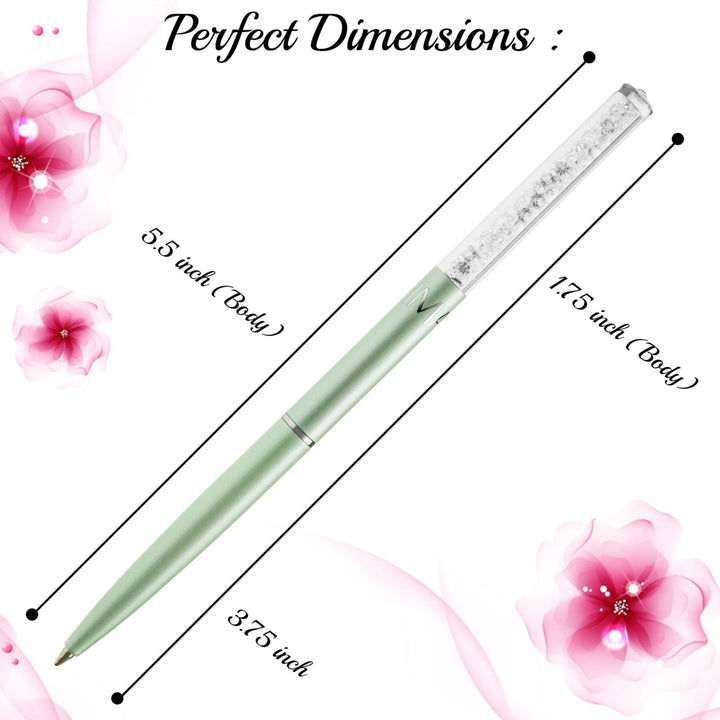 Matashi Green Chrome Plated Stylish Ballpoint Pen with a Miniature Crystalline Top Gift for Christmas Birthday Teacher Image 3