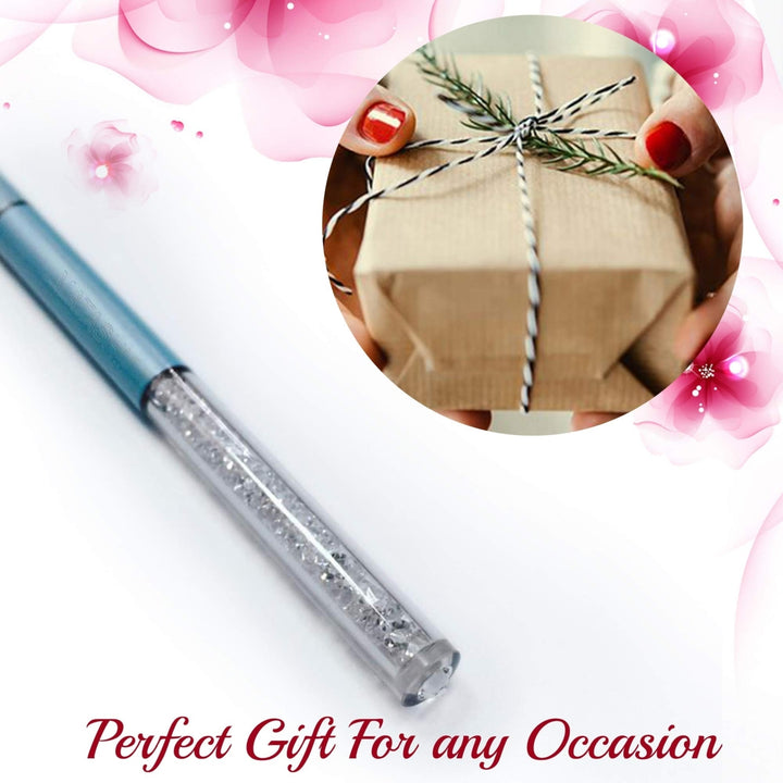 Matashi Blue Chrome Plated Stylish Ballpoint Pen with a Miniature Crystalline Top Gift for Christmas Birthday Teacher Image 7