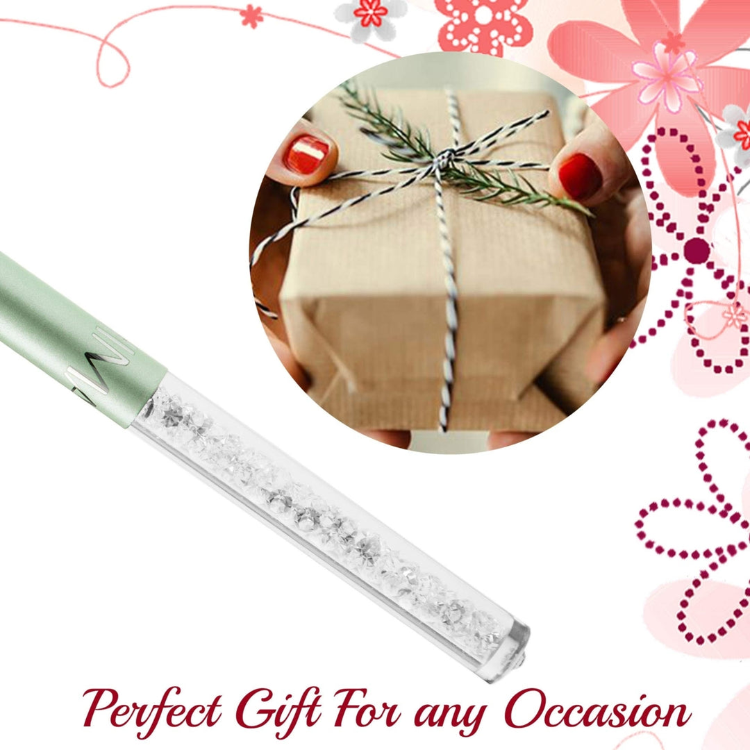 Matashi Green Chrome Plated Stylish Ballpoint Pen with a Miniature Crystalline Top Gift for Christmas Birthday Teacher Image 7