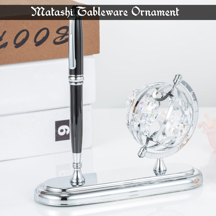 Matashi Highly Polished Chrome Plated Executive Globe Pen Desk Set Desk Accessories Gift for Christmas Birthday Boss Image 8