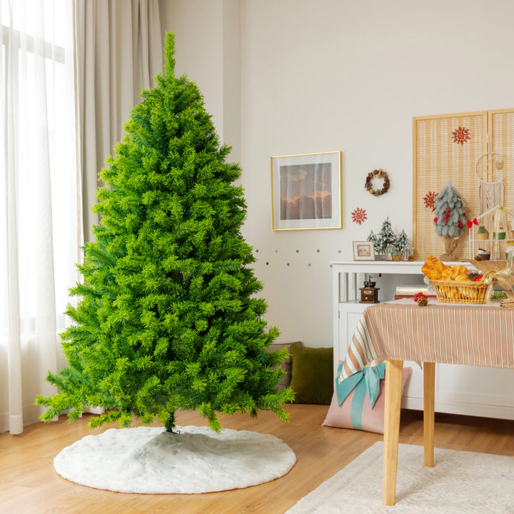 4.5/6.5/7.5 FT Verdant Artificial Christmas Tree Hinged Green Flocked Xmas Tree Image 4