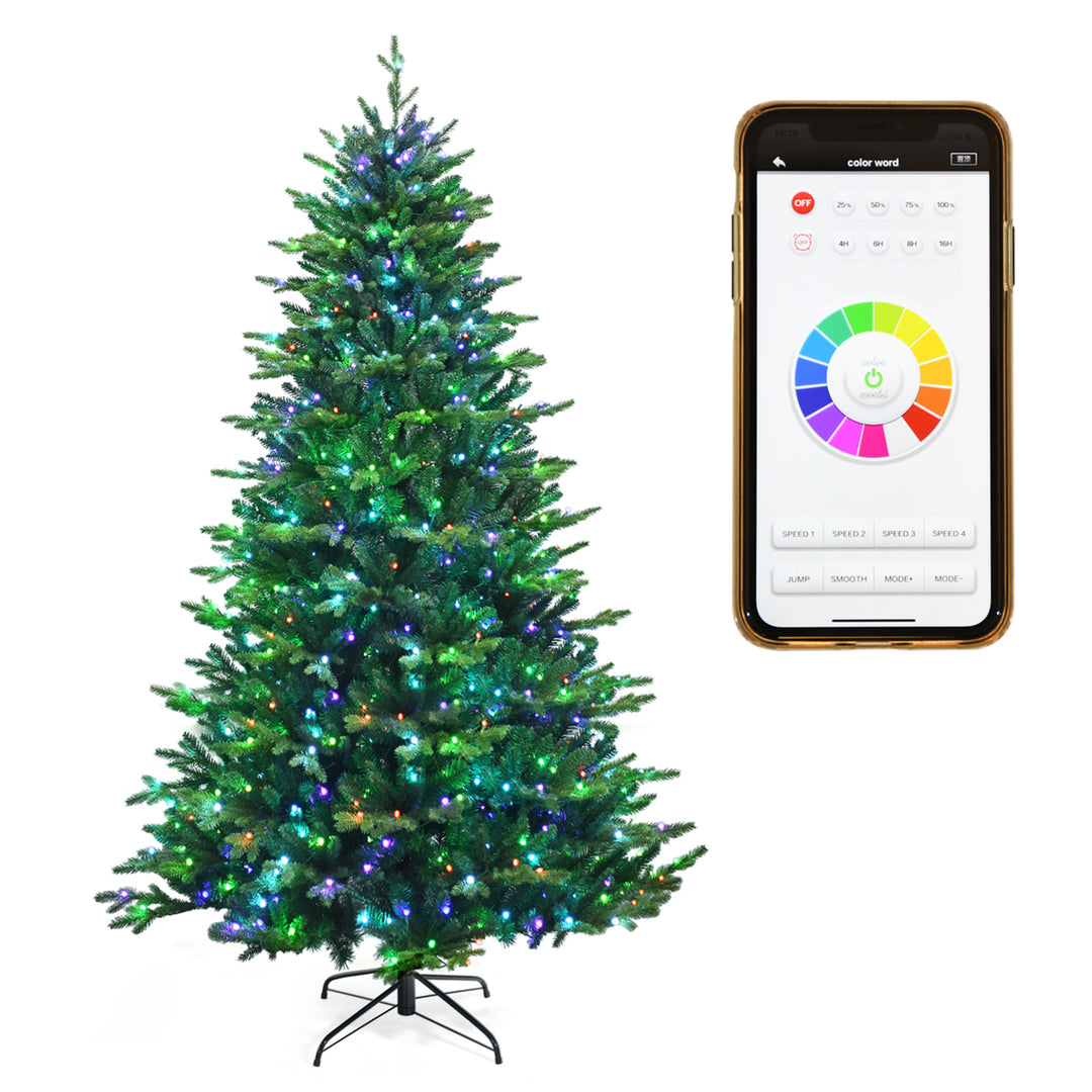 6/7/8 FT Pre-lit Artificial Christmas Tree w/ APP Control and 15 Lighting Modes Image 4