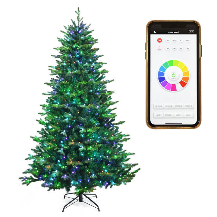 6/7/8 FT Pre-lit Artificial Christmas Tree w/ APP Control and 15 Lighting Modes Image 1