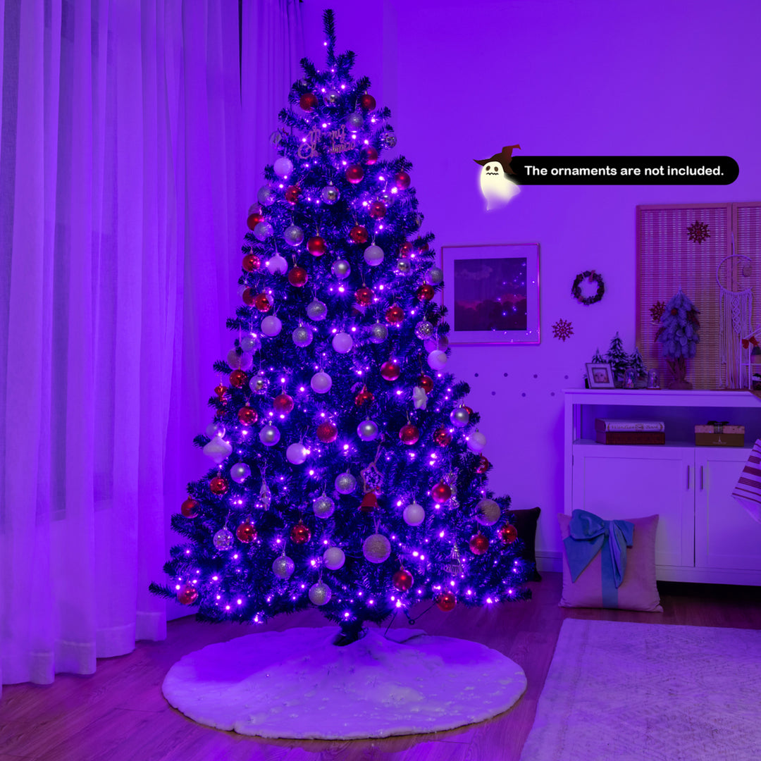 7 FT Pre-lit Black Halloween Tree Artificial Hinged Christmas Image 5