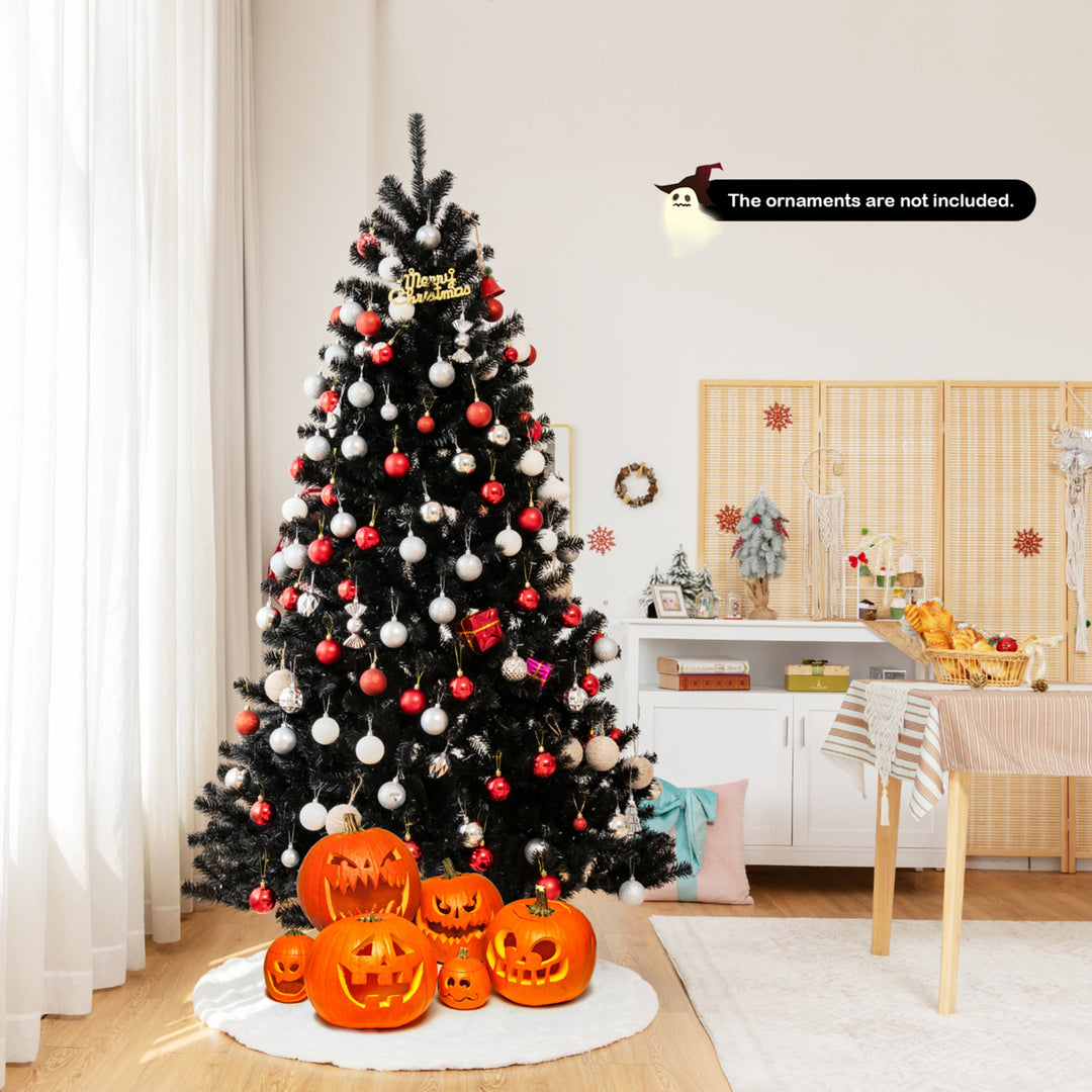 6 FT Pre-lit Black Halloween Tree Artificial Hinged Christmas Image 4