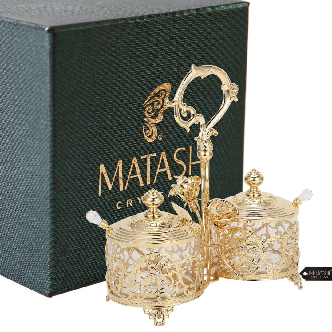 Matashi 24K Gold Plated Crystal Studded Candy Dish / Salt Holder Gift for Christmas Weddings Wife Image 8