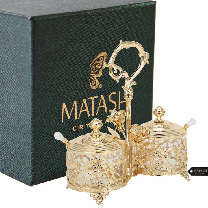 Matashi 24K Gold Plated Crystal Studded Candy Dish / Salt Holder Gift for Christmas Weddings Wife Image 8