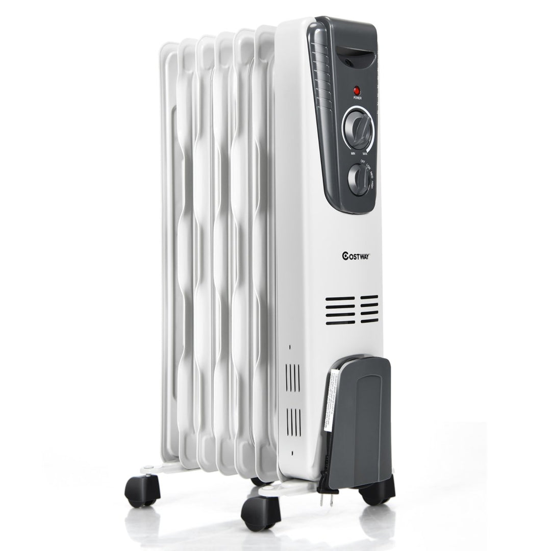 1500W Electric Oil Filled Radiator Space Heater 5.7 Fin Thermostat Room Radiant Image 10