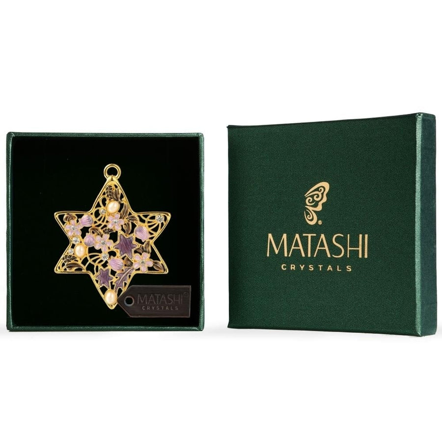 Matashi Hand-Painted Traditional Star of David Hanging Ornament (Pewter) Classic Gold-Plated Home Decoration Gift for Image 1