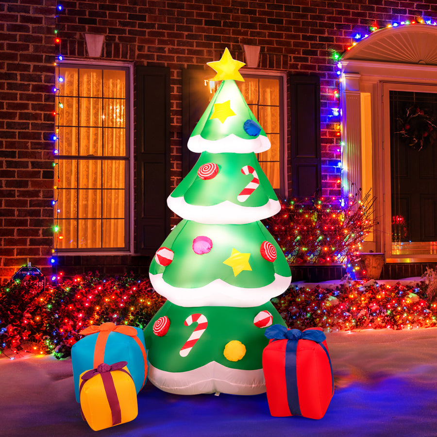 6ft Inflatable Christmas Tree Indoor Outdoor Decoration w/ 3 Gift Boxes Image 1