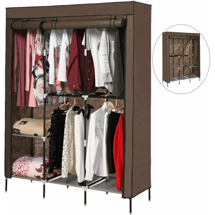 Heavy Duty Portable Closet Storage Organizer Wardrobe Clothes Rack Shelves Image 1