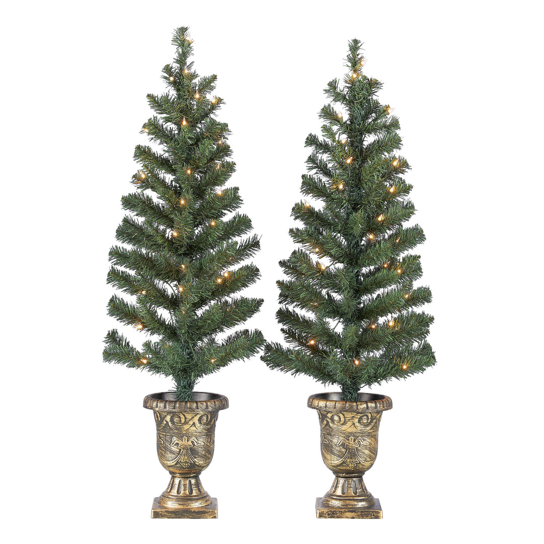 Bronze Conical Christmas Trees (2 set) Holiday Time Prelit 3.5 ft Indoor/Outdoor Image 2