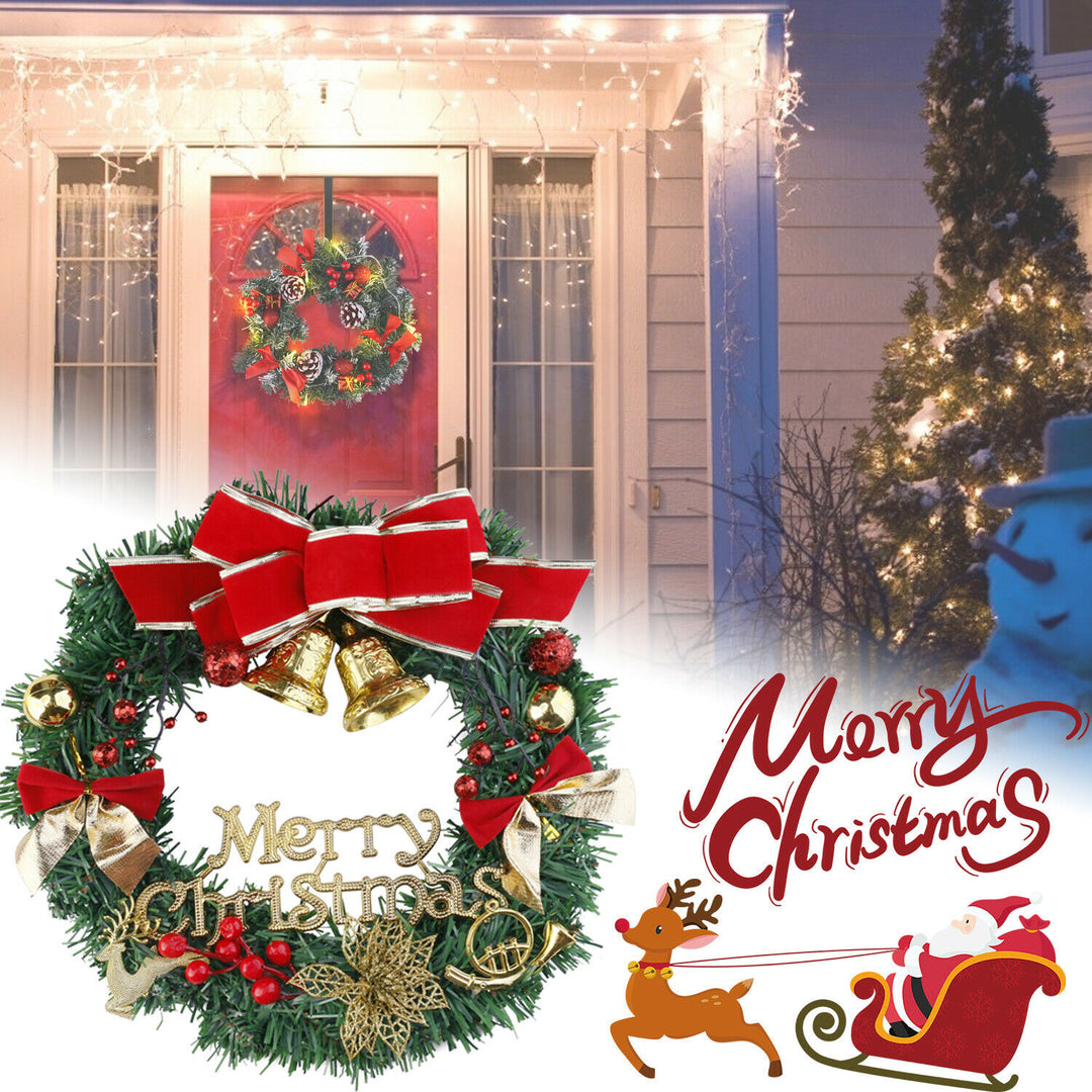 Christmas Wreath Large Front Door Wreath Garland Decorations w/ Hanger Image 1