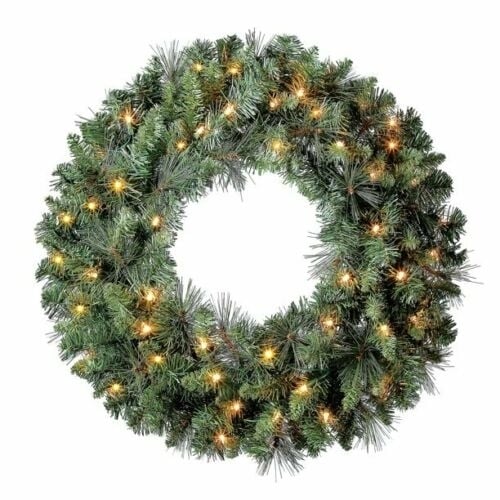 24" Pre-Lit Clear Scottsdale Pine Artificial Christmas Wreath Image 1