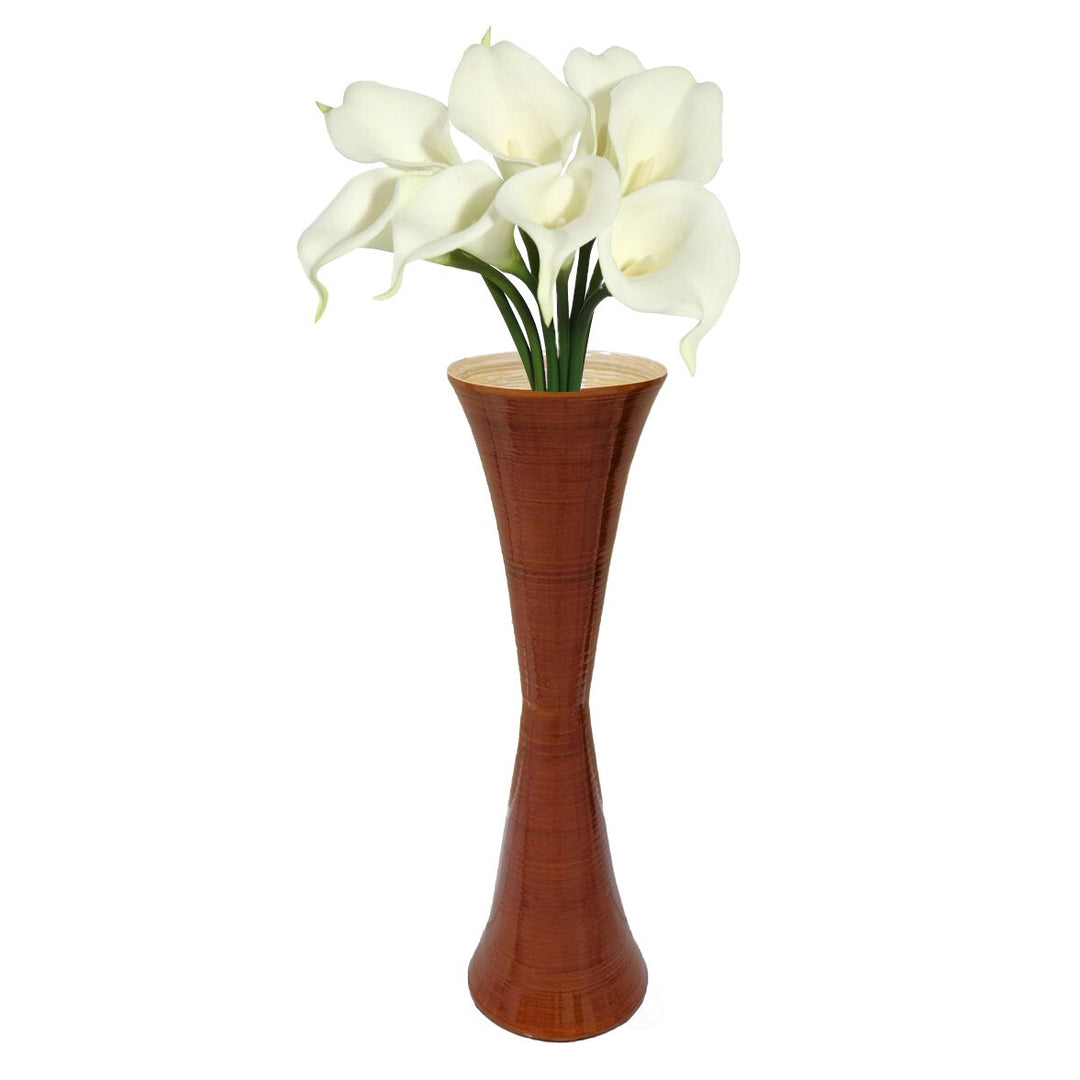 Modern Bamboo Floor Vase Hourglass Shape 27 Inch Decorative Home Accent Image 1