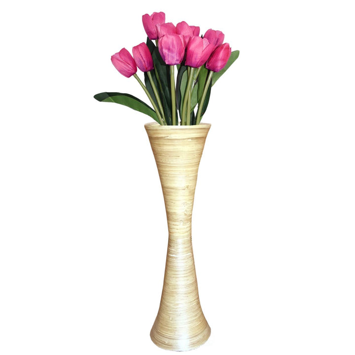 Modern Bamboo Floor Vase Hourglass Shape 27 Inch Decorative Home Accent Image 7