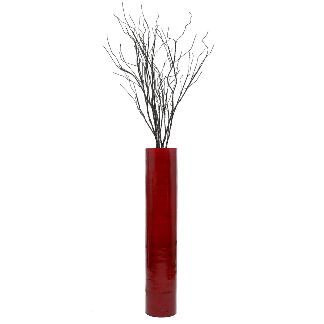 30 Inch Bamboo Floor Vase Cylinder Shape Modern Accent 3 Colors Image 1