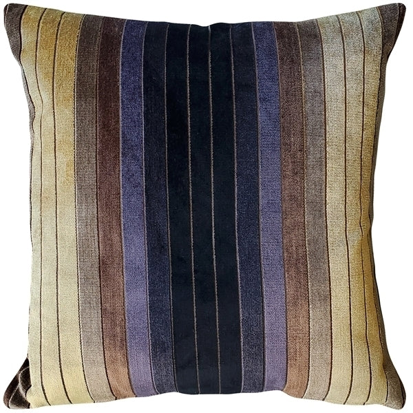 Bullion Stripes Textured Velvet Throw Pillow 20x20 Inches Square, Complete Pillow with Polyfill Pillow Insert Image 1