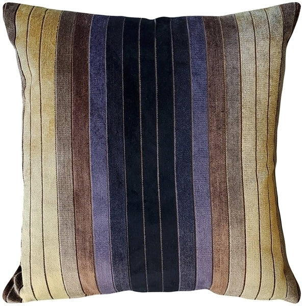 Bullion Stripes Textured Velvet Throw Pillow 20x20 Inches Square Polyfill Insert Image 1